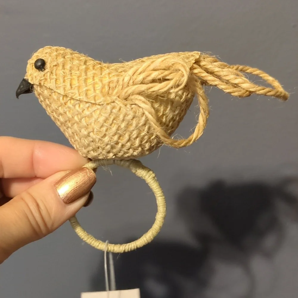 Pier 1 Imports natural fiber bird napkin rings set of 3 NWT tan rustic